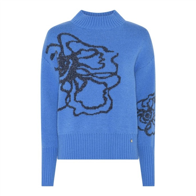 Micha Trui 183176 Bloem Glitter Blauw Micha Trui 183176 Bloem Glitter Blauw